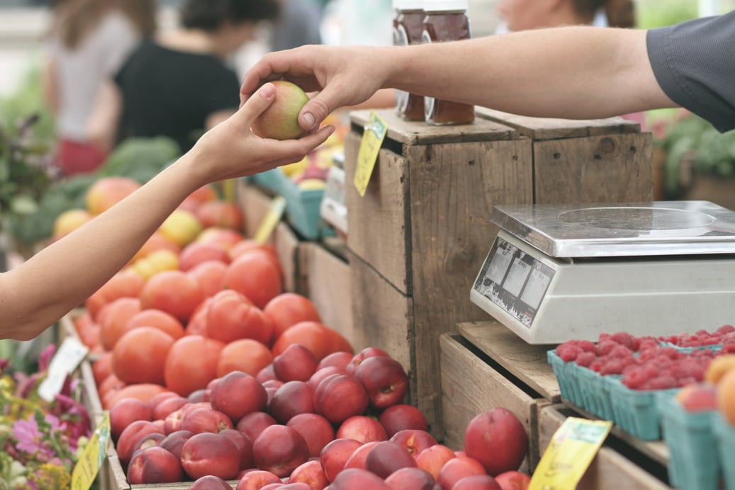 Person Buying Apple in Farmers Market